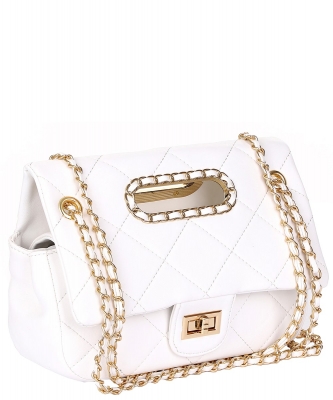 Chevron Top Handle Shoulder Bag 6562 WHITE